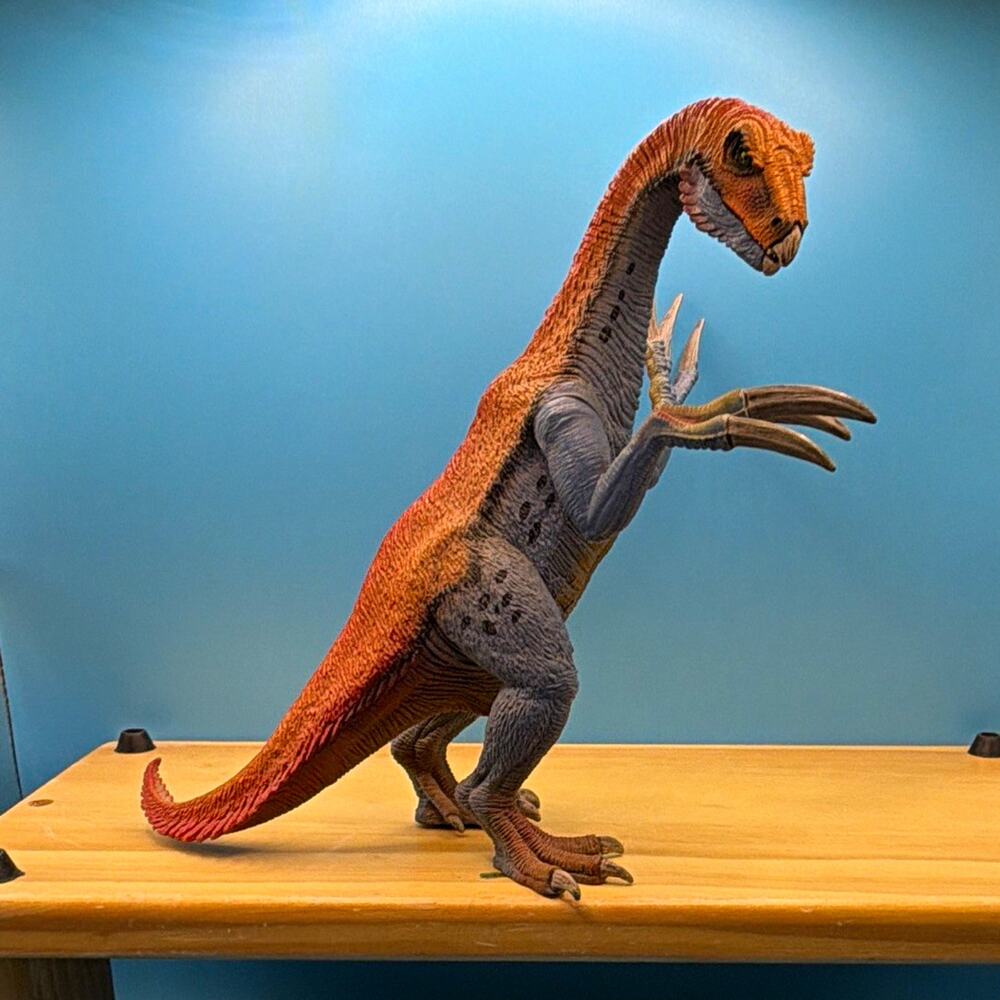 Schleich Poseable Dinosaur Toy Figure Orange Gray Long Neck Clawed Hands